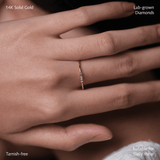 Petite Emerald and Round Diamond Band