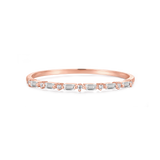Emerald and Round Diamond Band