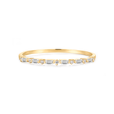 Emerald and Round Diamond Band