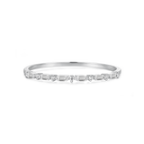 Emerald and Round Diamond Band