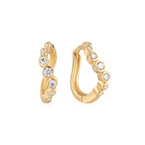 Wave Bezel Diamond Huggies