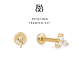PIERCING STARTER KIT Micro Clover + Trio Round Diamonds Flatback Studs