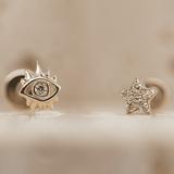 PIERCING STARTER KIT Star Flatback Studs + Evil Eye Flatback Studs