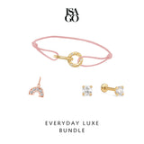 EVERYDAY LUXE BUNDLE Glazed Diamond Link Bracelet + Rainbow Arch Pendant + Mini Round Diamond Flatback