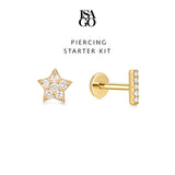 PIERCING STARTER KIT Star Flatback Studs + Line Bar Flatback Studs