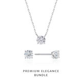 PREMIUM ELEGANCE BUNDLE Round Solitaire Studs + Round Solitaire Necklace