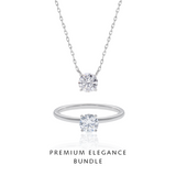 PREMIUM ELEGANCE BUNDLE Round Solitaire Necklace + Round Solitaire Ring