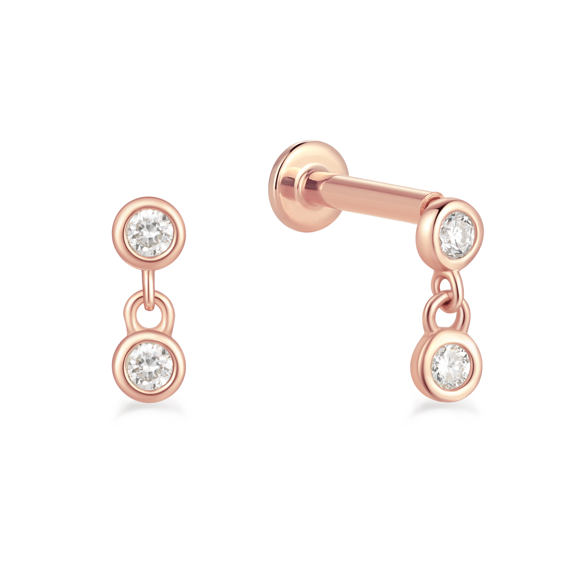 Round Duo Dangle Studs