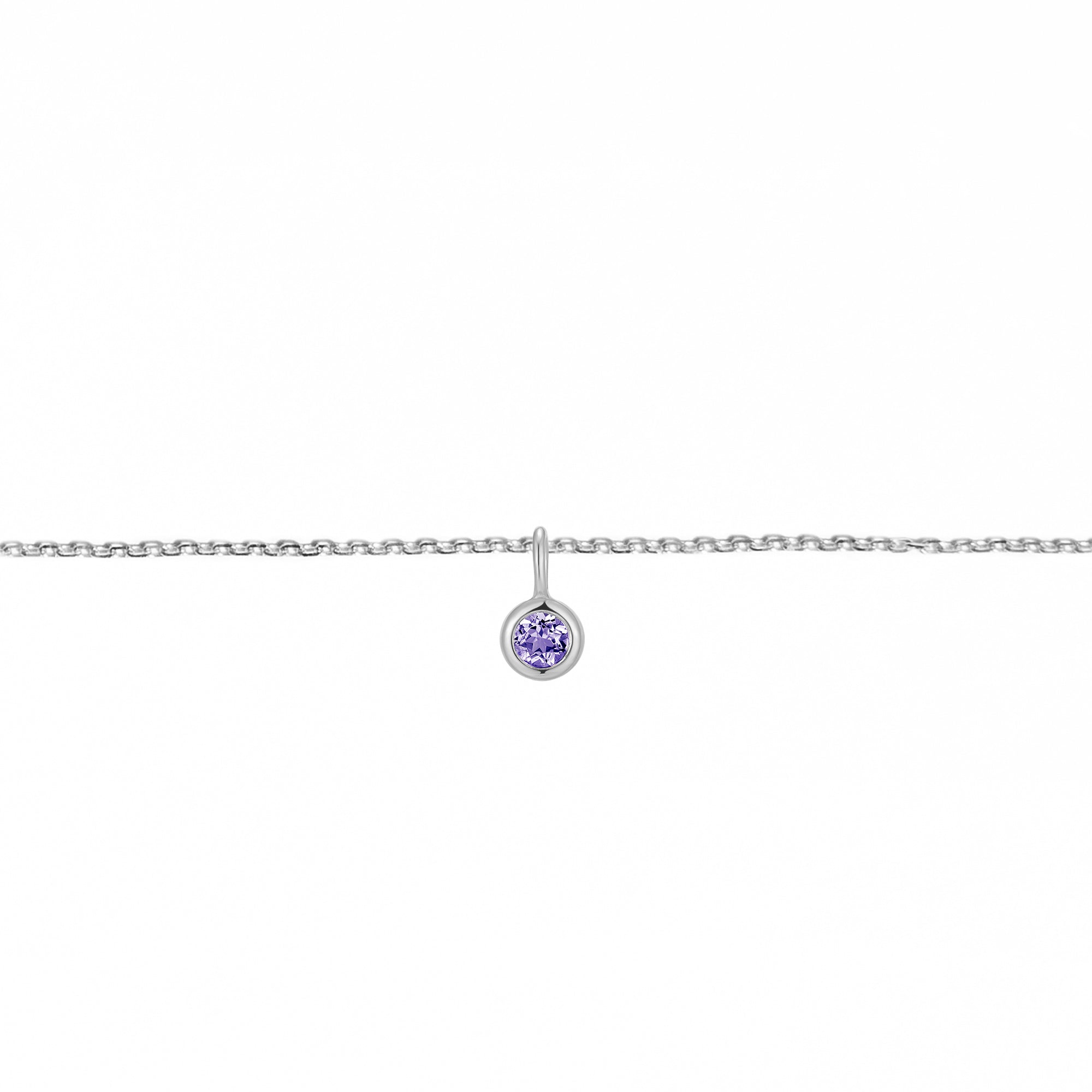 Permanent Bracelet With Birthstone Slider White Gold