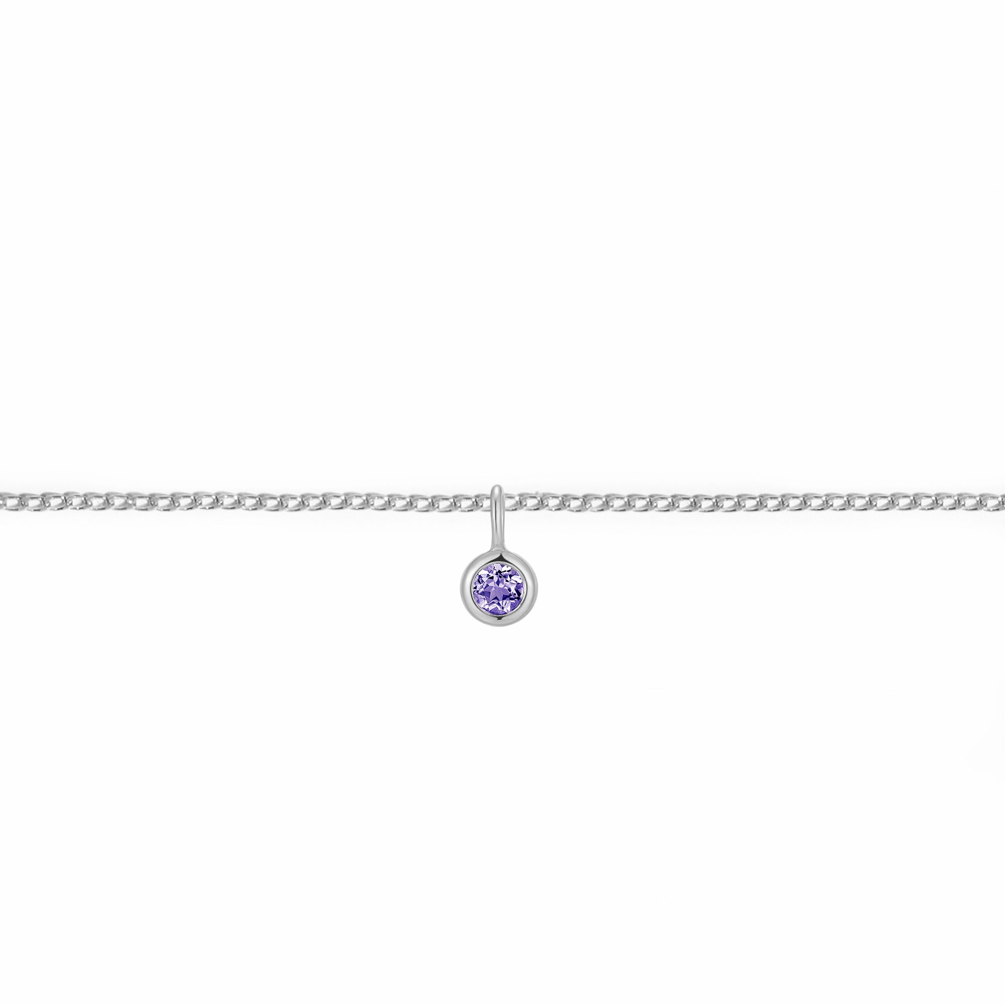 Permanent Bracelet With Birthstone Slider White Gold