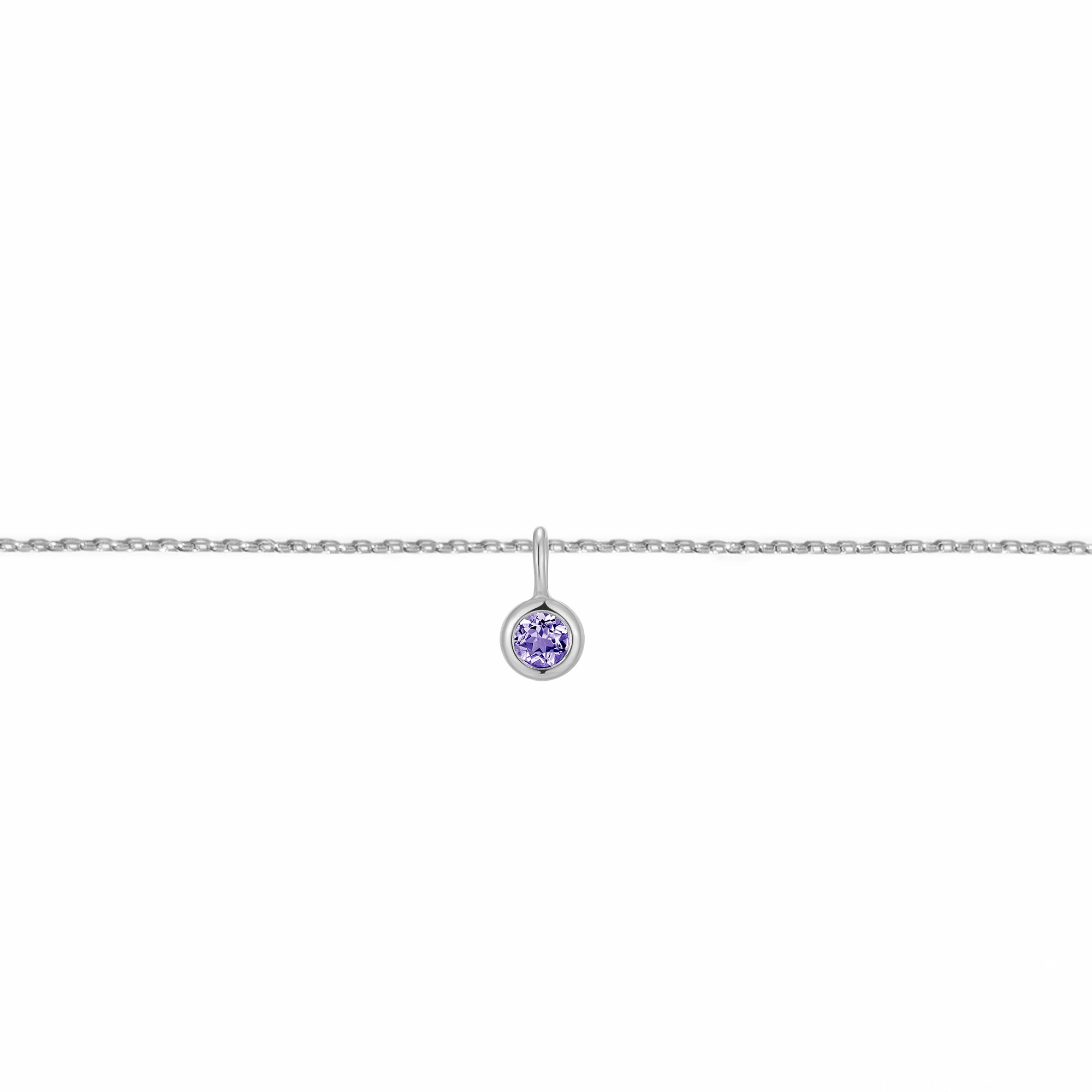 Permanent Bracelet With Birthstone Slider White Gold