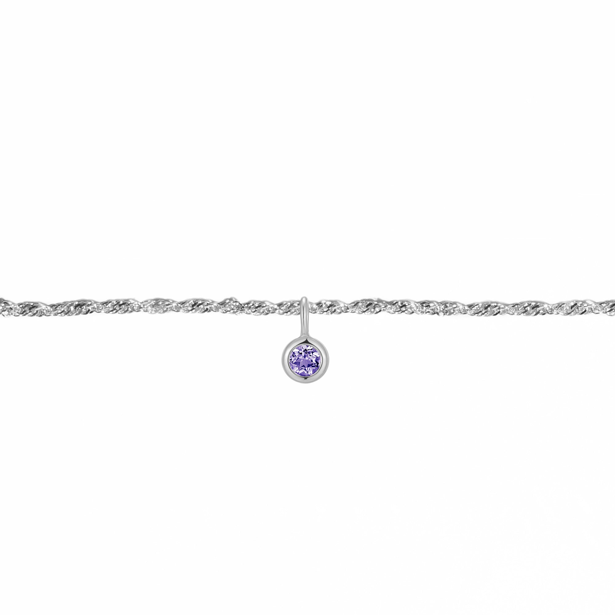 Permanent Bracelet With Birthstone Slider White Gold