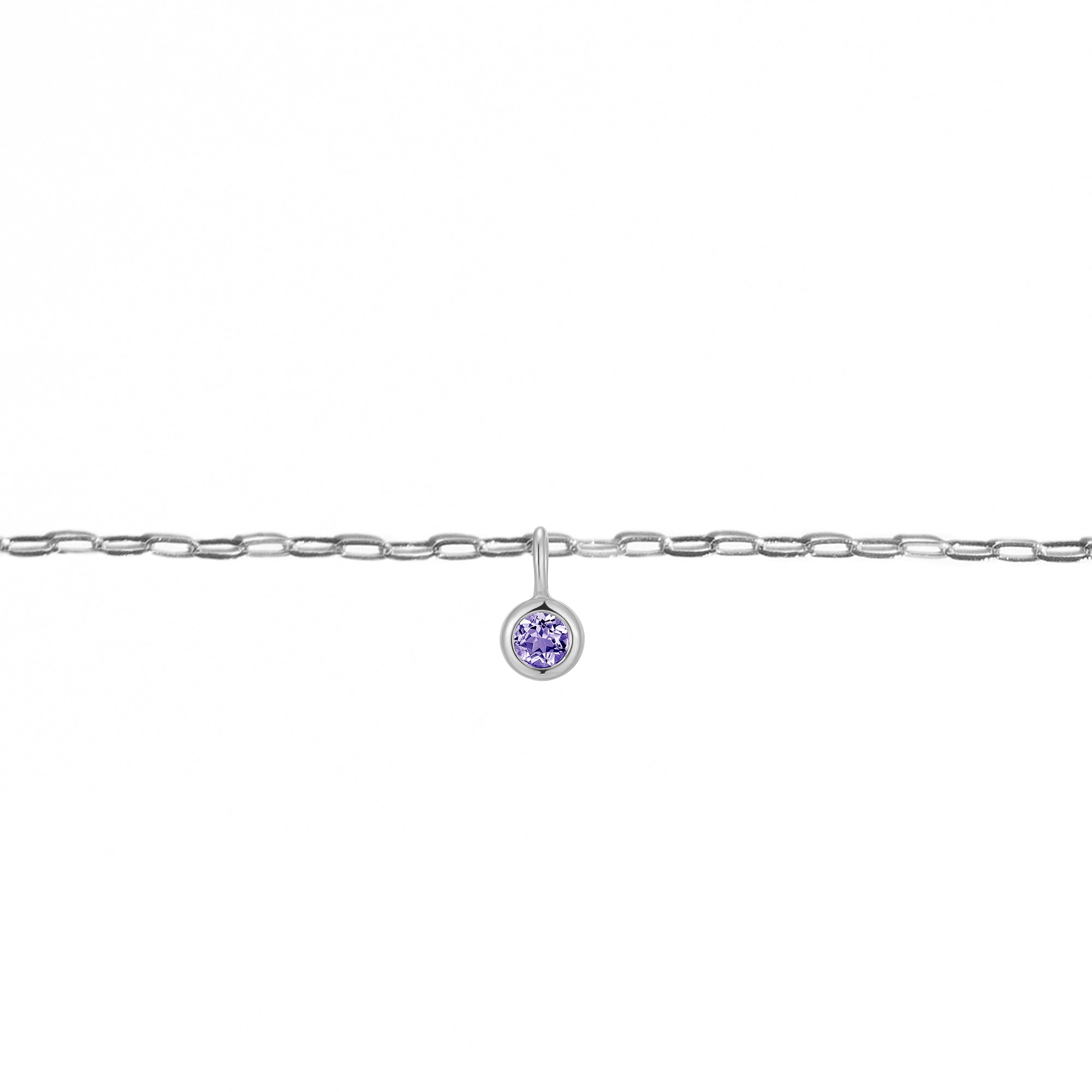 Permanent Bracelet With Birthstone Slider White Gold