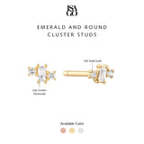 Emerald and Round Cluster Studs