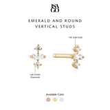 Emerald and Round Vertical Studs