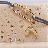 EVERYDAY LUXE BUNDLE Carabiner Pavé Link Bracelet + Rainbow Arch Pendant + Mini Round Diamond Flatback