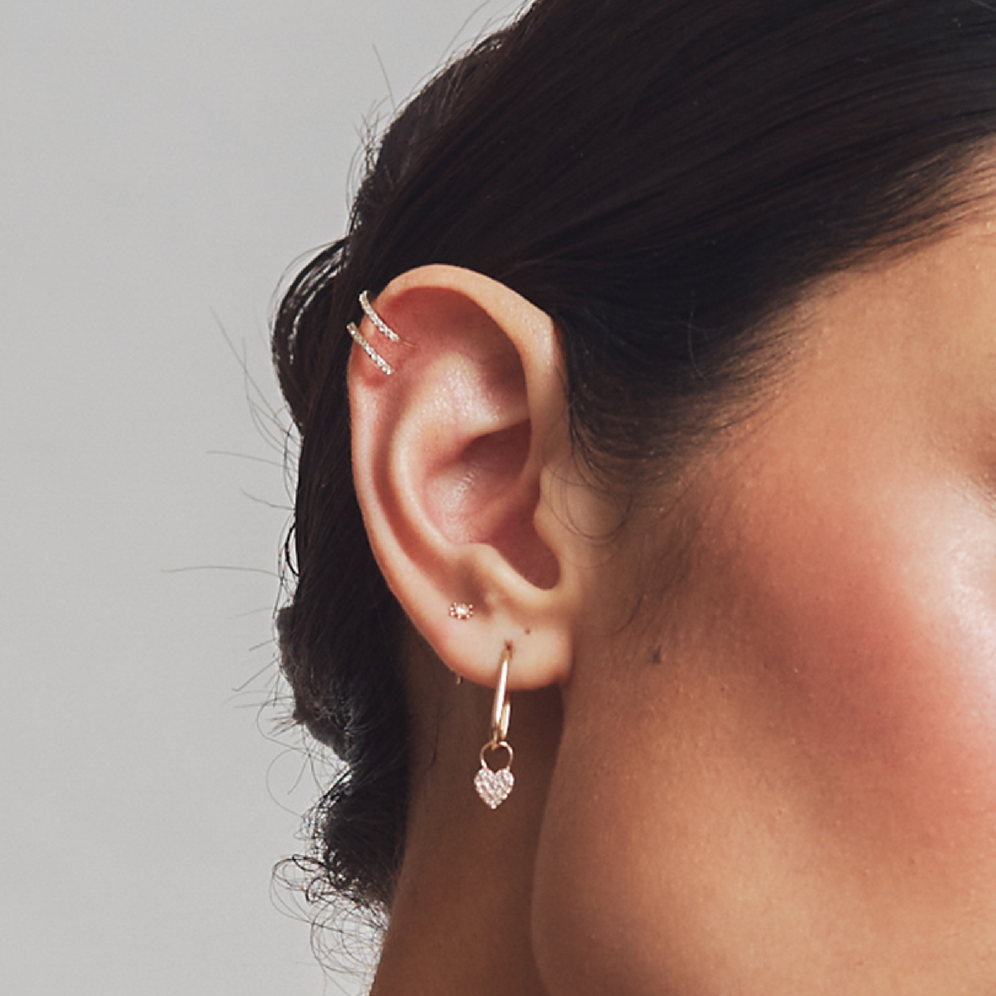 Heart Lock Huggie Charm – Isago Jewels - Main Image