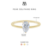 Pear Solitaire Ring