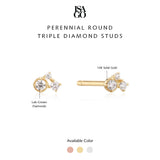 Perennial Round Triple Diamond Studs