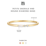 Petite Emerald and Round Diamond Band