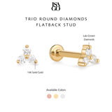 Trio Round Diamonds Flatback Stud