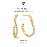 Wave Bezel Diamond Hoops