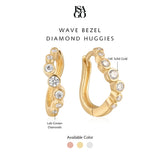 Wave Bezel Diamond Huggies