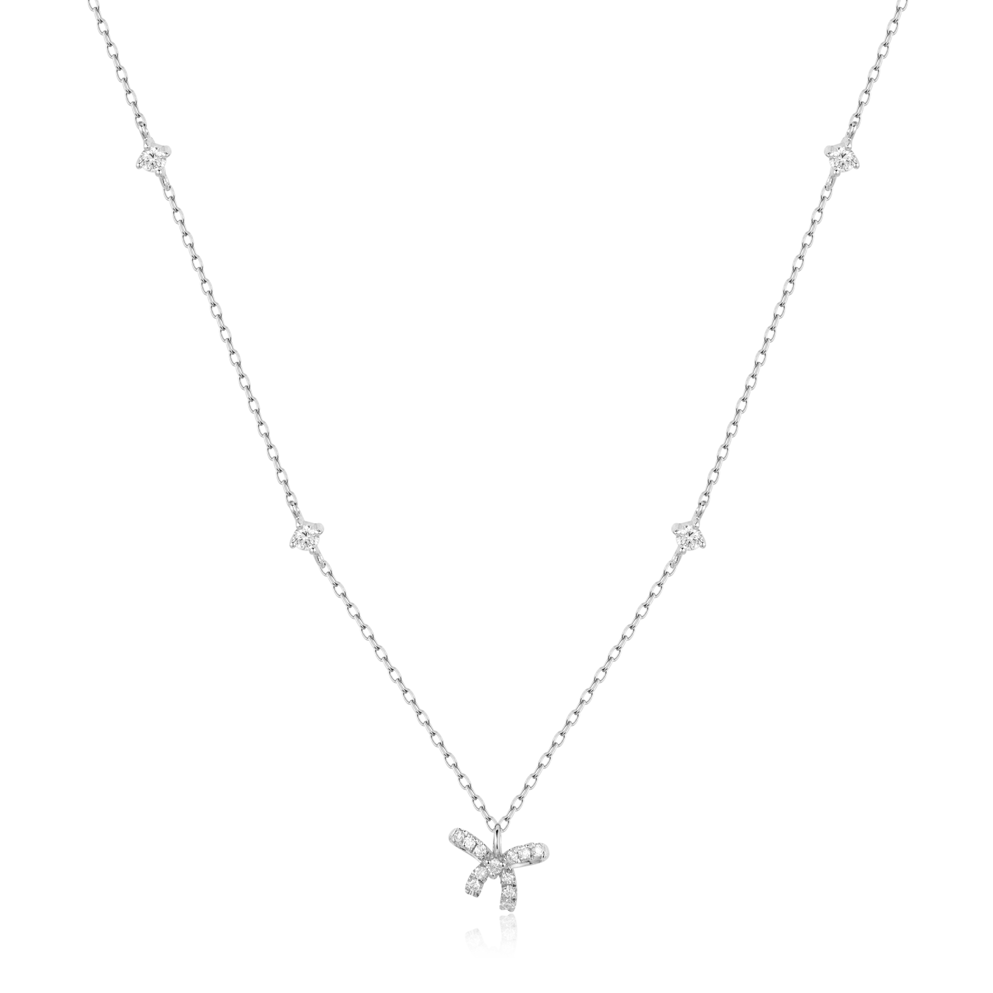 Pave Bow Yard Necklace