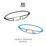 COUPLE PROMISE BUNDLE Carabiner Lock Link + Push Pavé Link Bracelet