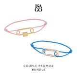 COUPLE PROMISE BUNDLE Carabiner Pavé Link + Push Pavé Link Bracelet