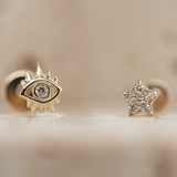 PIERCING STARTER KIT Star Flatback Studs + Evil Eye Flatback Studs