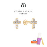 COUPLE PROMISE BUNDLE Cross Diamond Flatback Pair