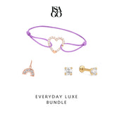 EVERYDAY LUXE BUNDLE Heart Pavé Link Bracelet + Rainbow Arch Pendant + Mini Round Diamond Flatback