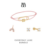 EVERYDAY LUXE BUNDLE Carabiner Pavé Link Bracelet + Rainbow Arch Pendant + Mini Round Diamond Flatback