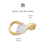 ISAGO Cincin Wanita Oval Infini Solitaire Lab Diamond Ring 14K Gold