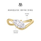ISAGO Cincin Wanita Marquise Infini  Solitaire Lab Diamond Ring 14K Gold