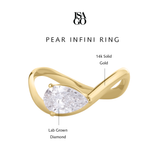 ISAGO Cincin Wanita Pear Infini Solitaire Lab Diamond Ring 14K Gold
