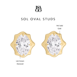 Isago Anting Berlian Wanita Sol Oval Studs Solitaire Earrings Emas 14K - IGI Certified