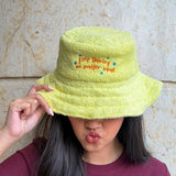 ISAGO Sunshine Bucket Hat Cotton Terry Double Sided Yellow Hat Wanita