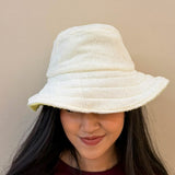 ISAGO Sunshine Bucket Hat Cotton Terry Double Sided Yellow Hat Wanita
