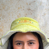ISAGO Sunshine Bucket Hat Cotton Terry Double Sided Yellow Hat Wanita