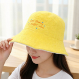 ISAGO Sunshine Bucket Hat Cotton Terry Double Sided Yellow Hat Wanita