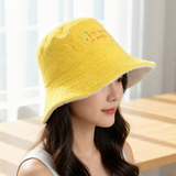 ISAGO Sunshine Bucket Hat Cotton Terry Double Sided Yellow Hat Wanita